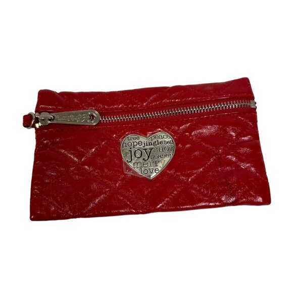 Brighton Faux Red Leather Holiday Wristlet Clutch - Picture 1 of 7